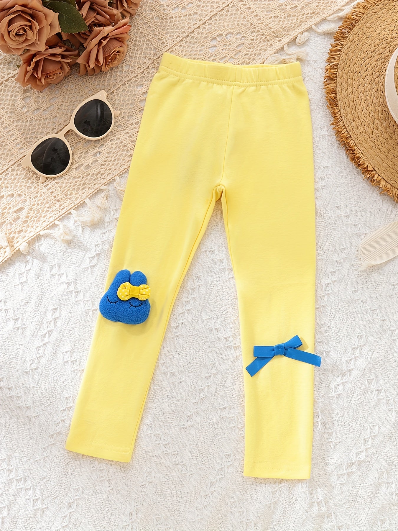Girls Bunny Decor Elastic Waist Tight Pants Casual Skinny Pants