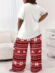  Christmas Tree Print Tee & Pants Pajama Set