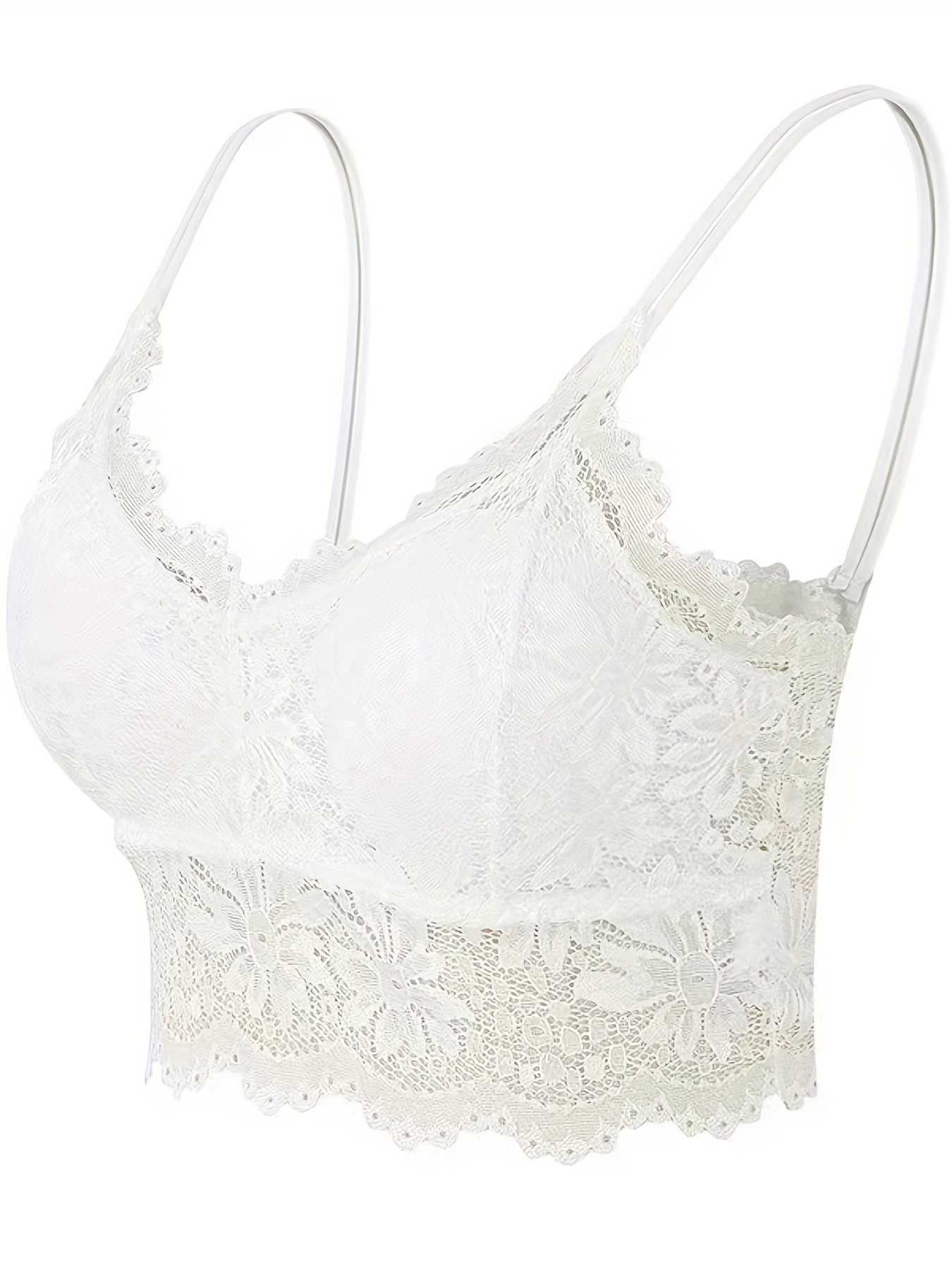 Lace Wireless Bralette Scallop Trim Lightweight Bra