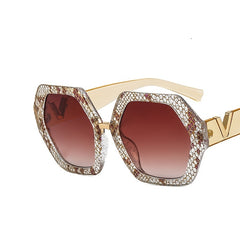 Hexagonal Vintage Oversized Women Sunglasses 1960s Thick Frame Polygonal Glasses
