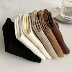 6 Pairs Comfortable Mid Tube Women's Socks Breathable Solid Stockings