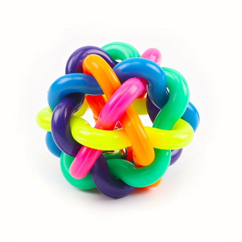 Colorful Bell Woven Ball Dog Toy with Sound Bell