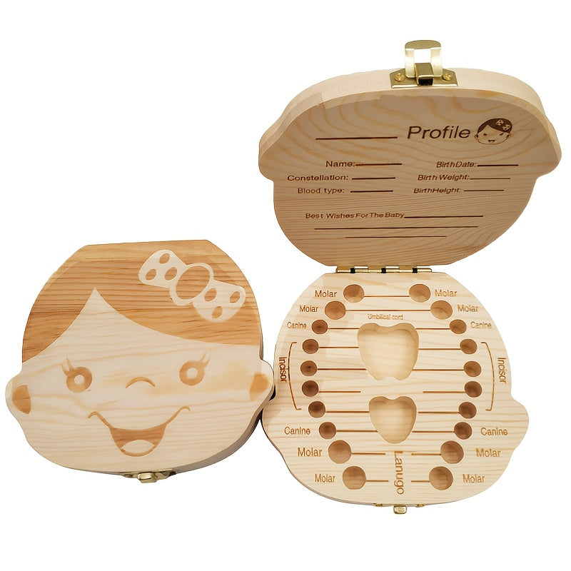 Wooden Baby Tooth Storage Box Teeth Organizer Gift Keepsakes