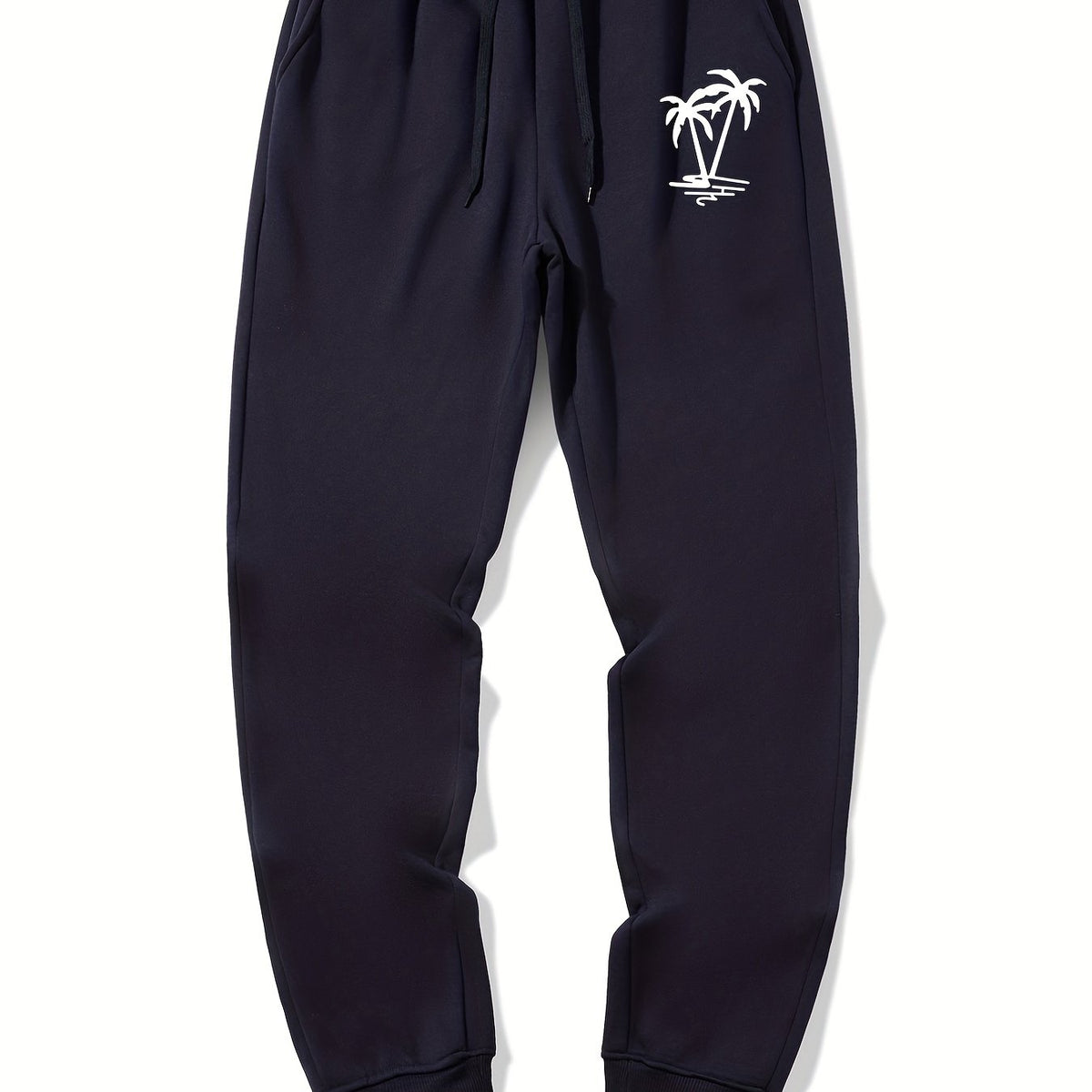 Palm Tree Pattern Casual Stretch Joggers Men's Sweatpants
