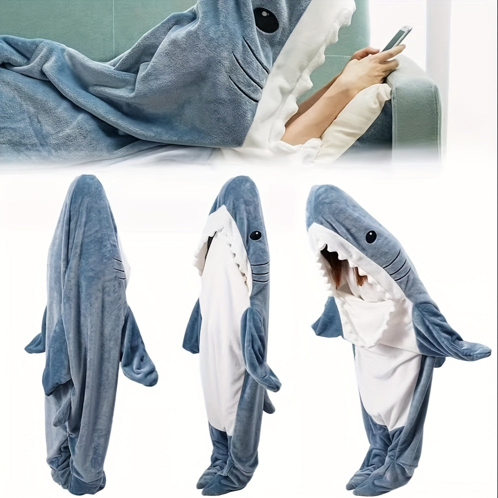 Shark Wearable Blanket Soft Flannel Sleeping Bag for Camping