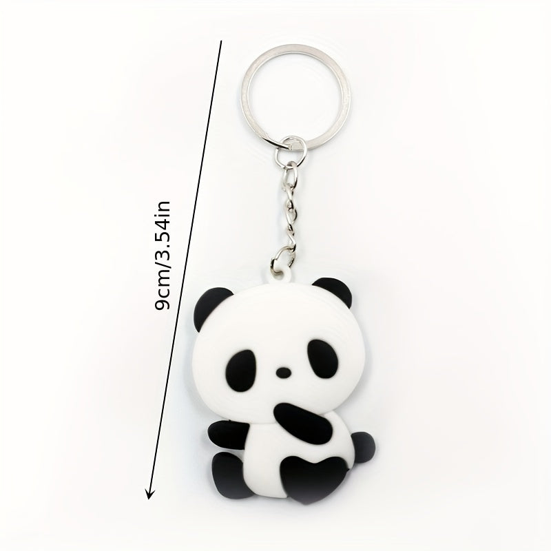 PVC Panda Keychain Cartoon Key Ring Women Bag Pendant Car Key Ring