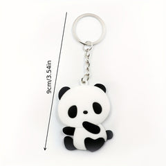 PVC Panda Keychain Cartoon Key Ring Women Bag Pendant Car Key Ring
