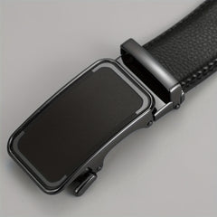 Men's PU Leather Belt Automatic Buckle Business Suit Waist Strap