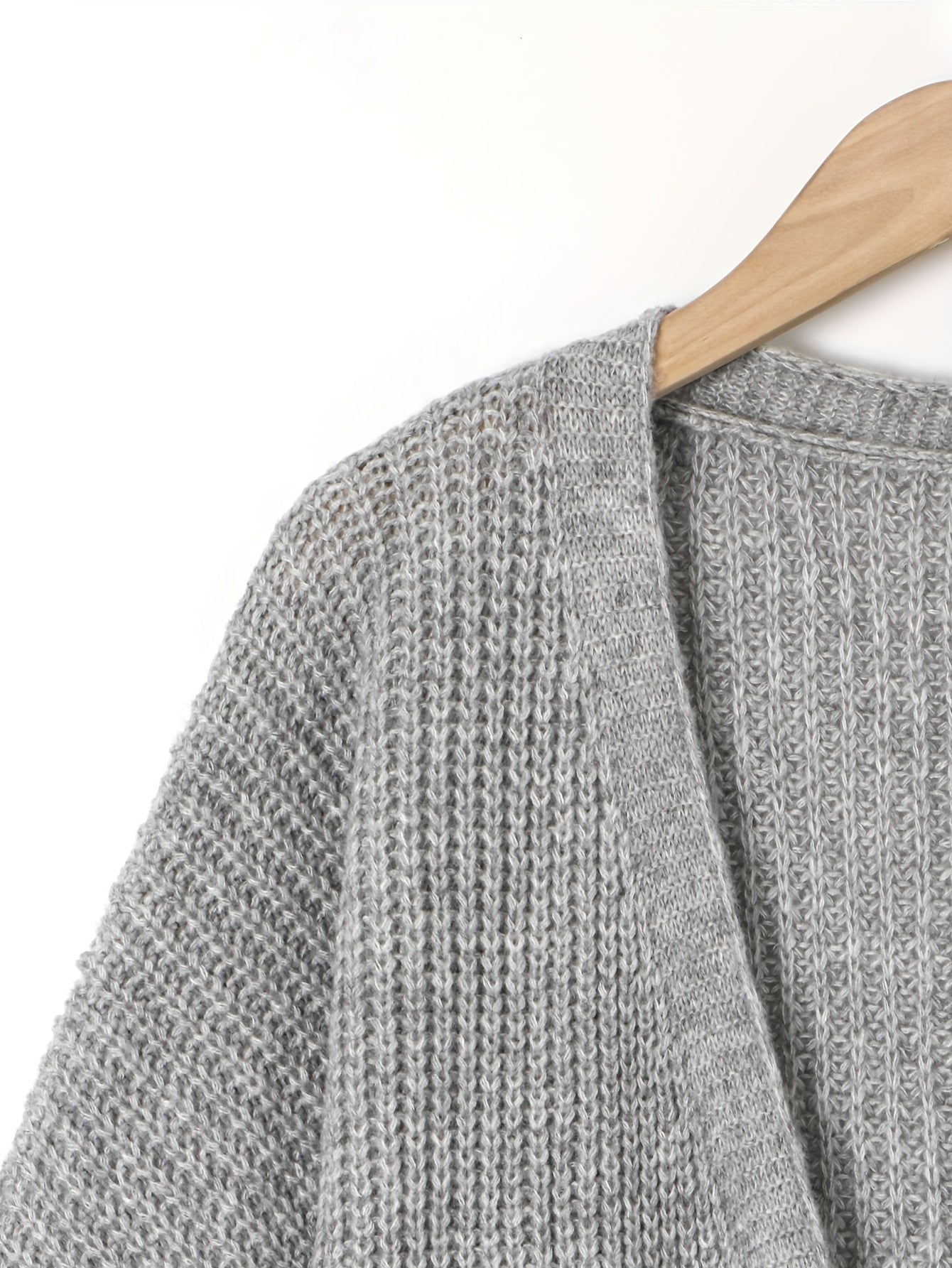  Solid Lantern Sleeve Open Front Cardigan