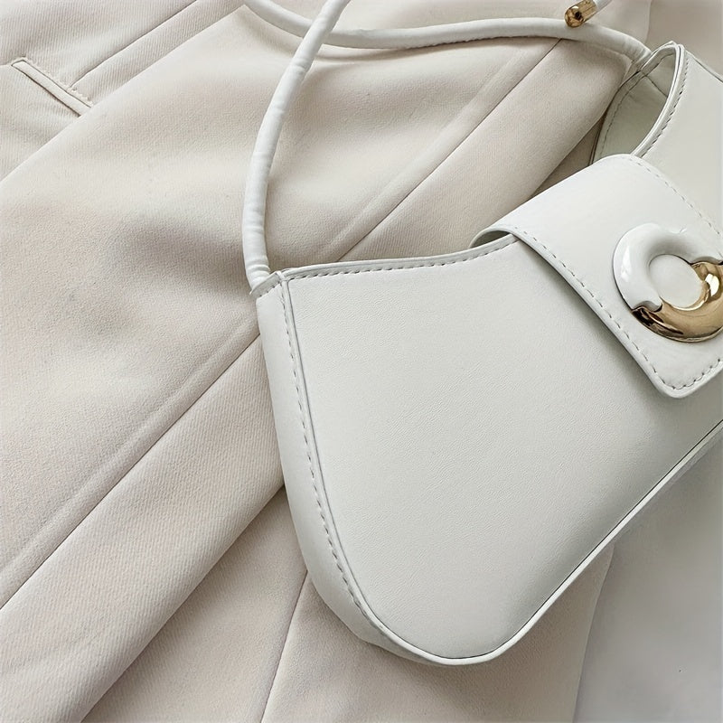 Vintage Underarm Bag PU Shoulder Bag Women's Casual Crescent Hobo Handbag