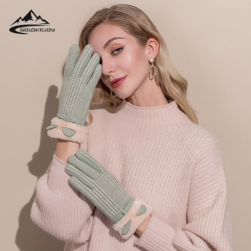 Winter Ladies Plush Gloves Touch Screen Windproof Cold Proof