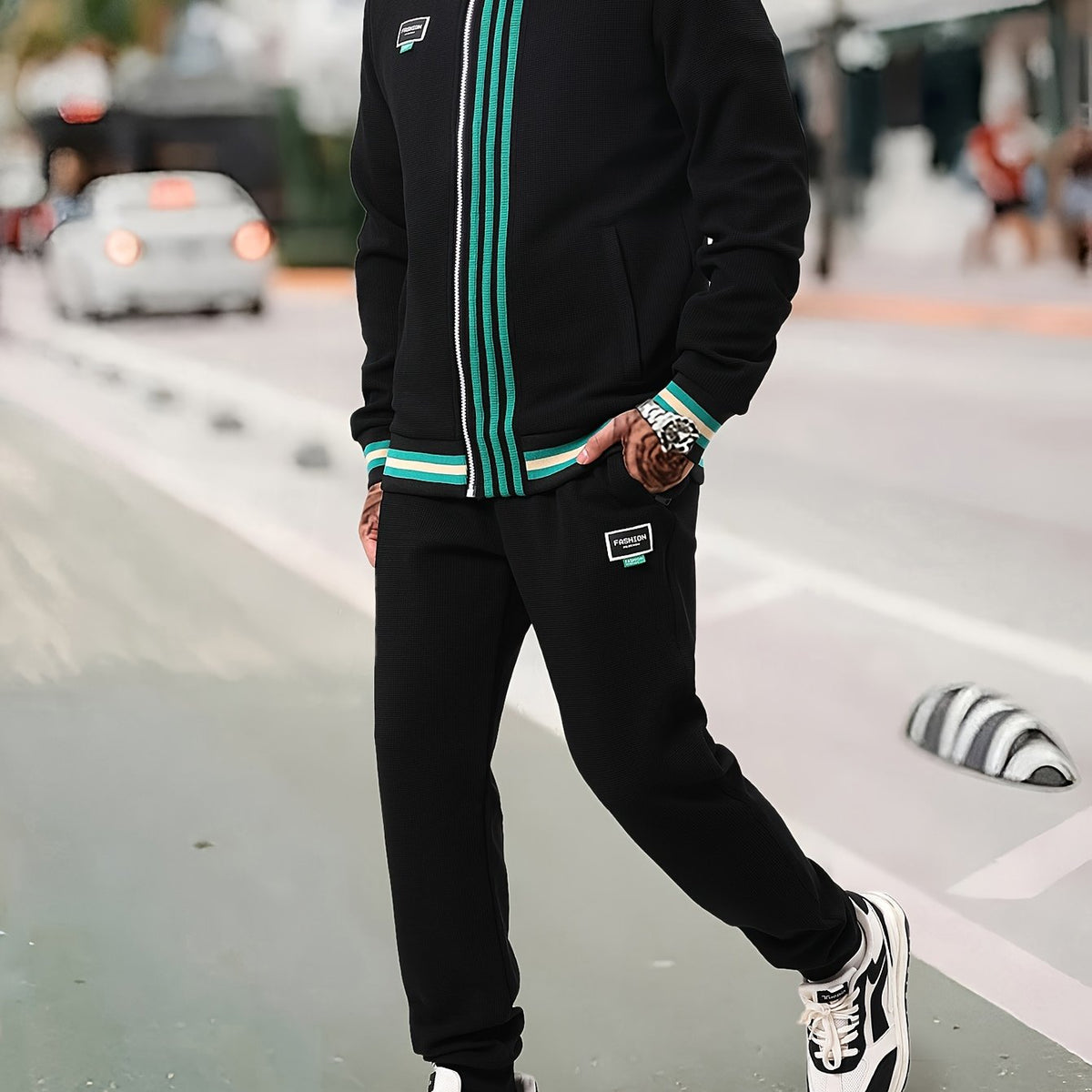 Men's 2 Piece Stand Collar Jacket and Sweatpants Set for Spring Autumn