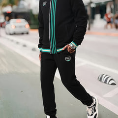Men's 2 Piece Stand Collar Jacket and Sweatpants Set for Spring Autumn