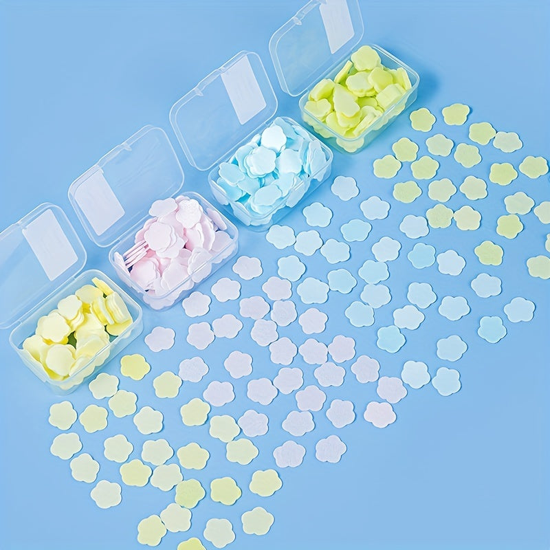 Portable Handwashing Tablets Soap Paper Disposable Travel Mini Petal Box