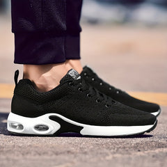 Men's Knit Air Cushioned Lace Up Casual Shoes Lightweight Sneaker