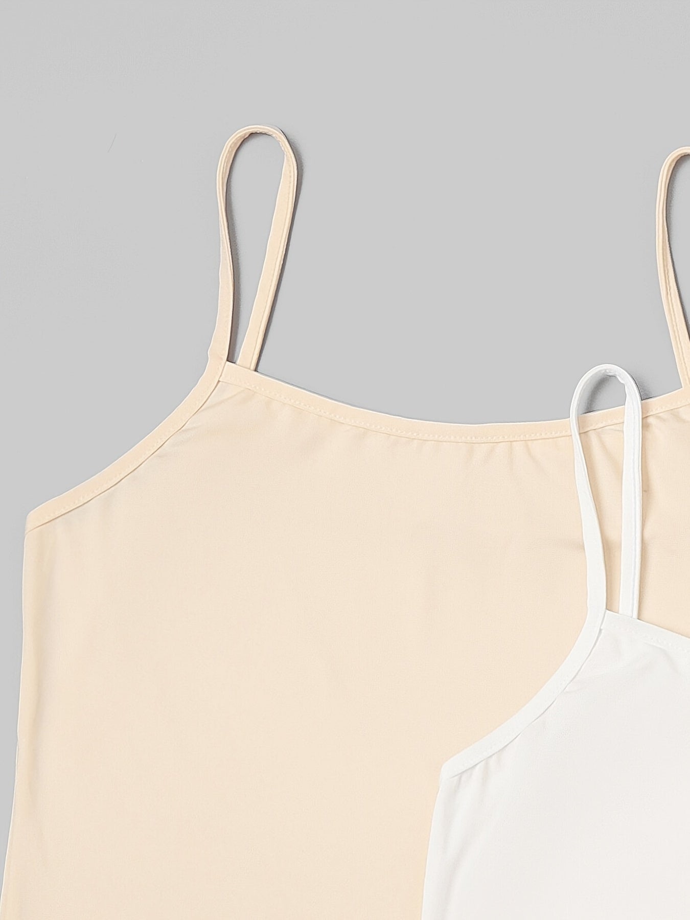 2pcs Solid Cami Tops Sleeveless Crew Neck Lingerie Underwear