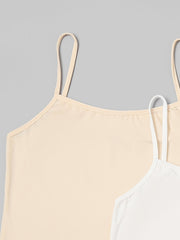 2pcs Solid Cami Tops Sleeveless Crew Neck Lingerie Underwear