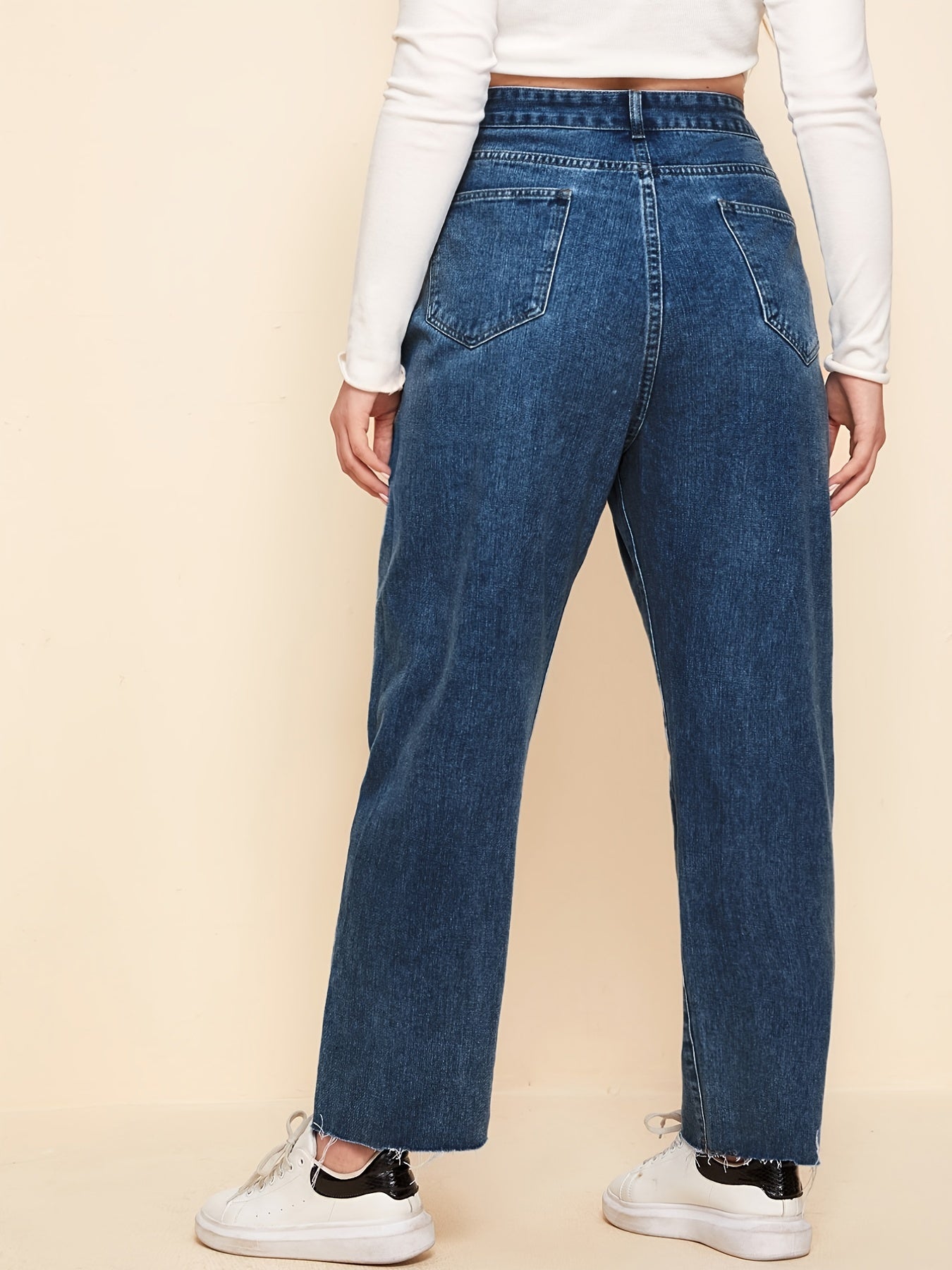  High Waist Straight Leg Cropped Jeans