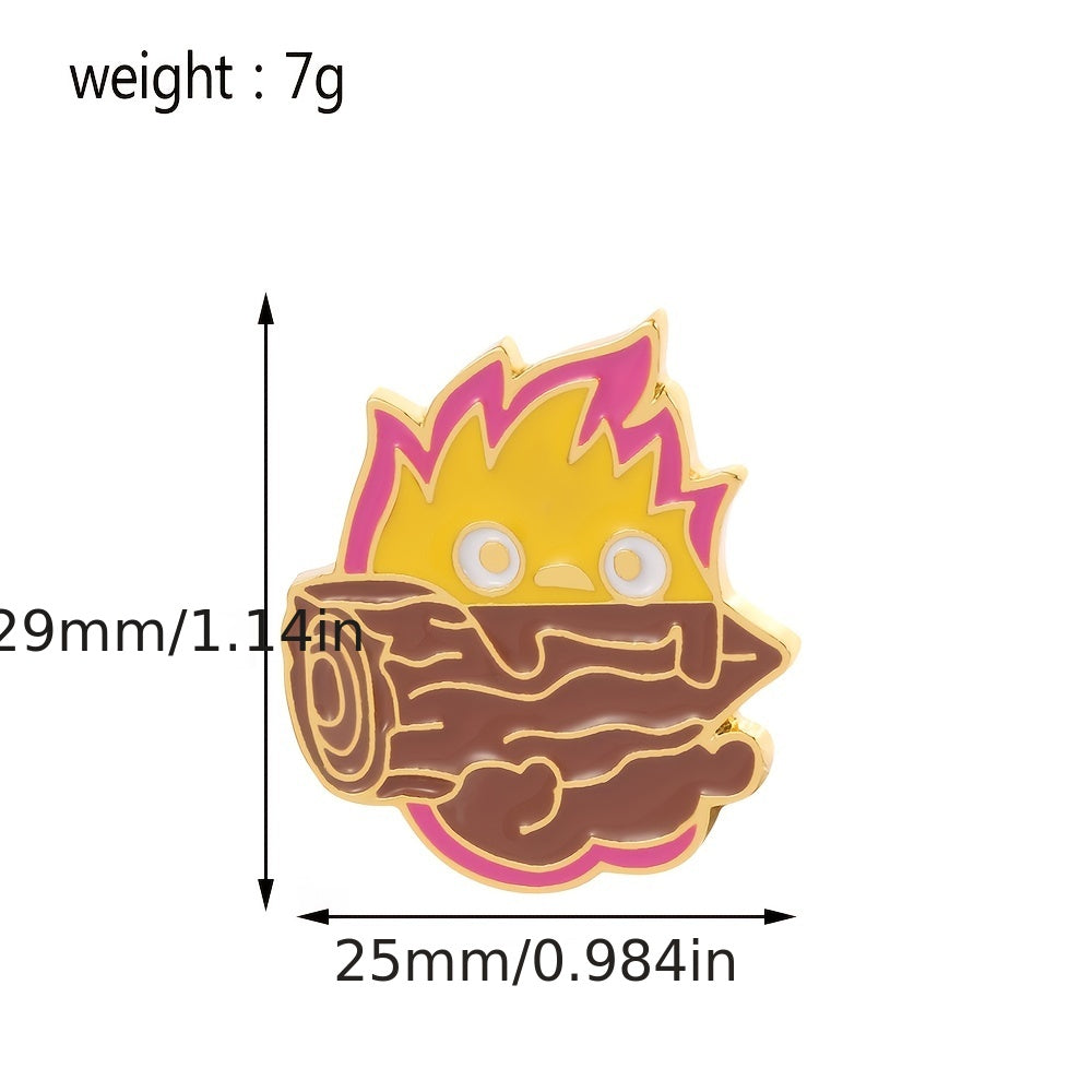 Anime Calcifer Enamel Pin Fire Elf Drip Oil Jewelry