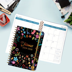 A5 Floral Style Monthly Planner 2026-2028 Spiral Bound