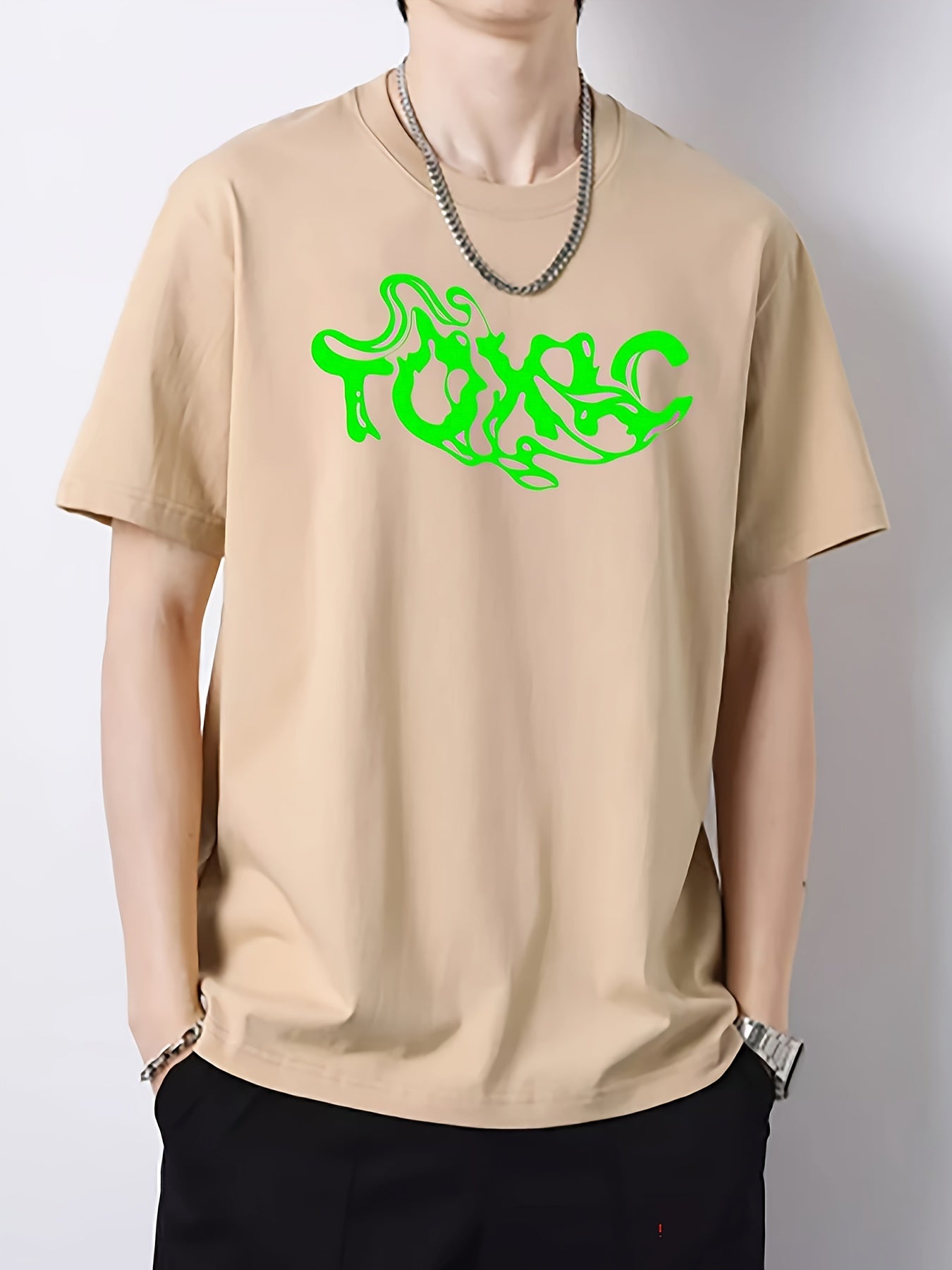 Men's Round Neck Short Sleeve Slim Fit T shirt Print Top
