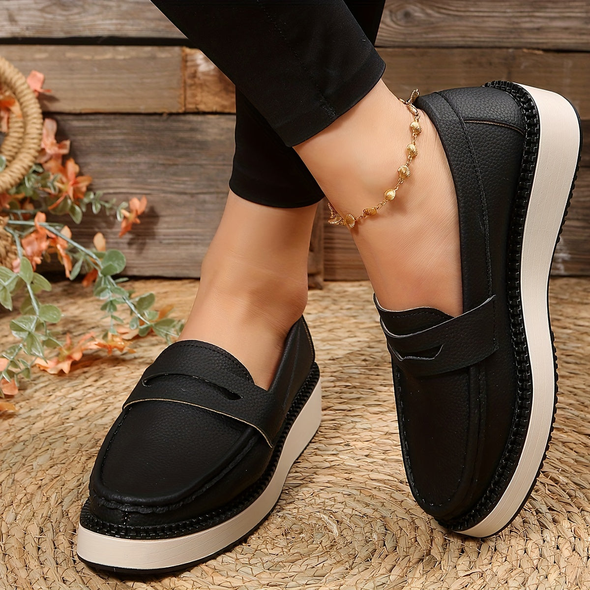Women's Platform Loafers Soft Sole Slip On Shoes