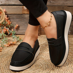 Women's Platform Loafers Soft Sole Slip On Shoes