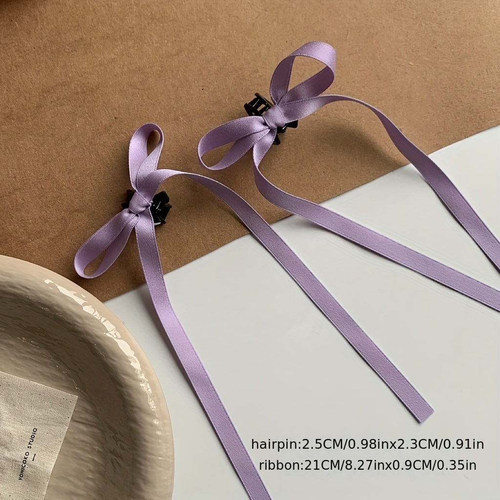 Y2K Girls Ribbon Bow Hair Claw Mini Shark Claw