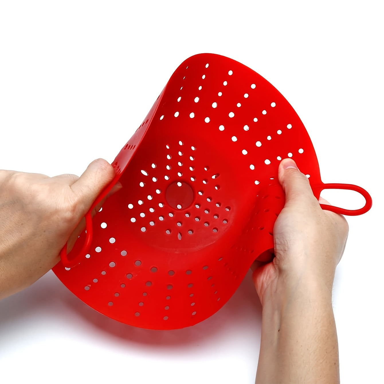 Red Silicone Vegetable And Food Steamer Basket Kitchen Item