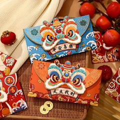 8pcs Lion Dance Red Envelopes Thickened Red Envelope Bags