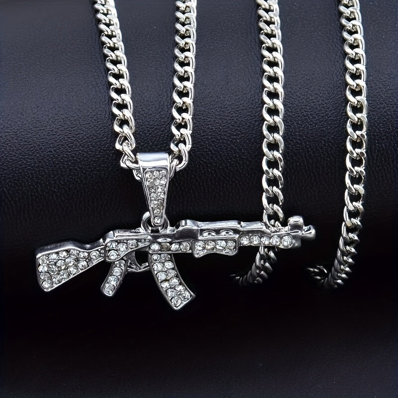 Alloy Punk Hip Hop Necklace Submachine Gun Pendant Necklace