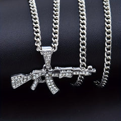 Alloy Punk Hip Hop Necklace Submachine Gun Pendant Necklace