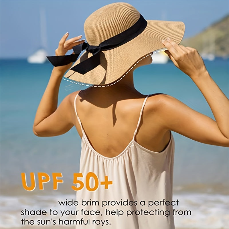 Wide Brim Sun Hat Oversized Straw Beach Hats Foldable Women Sunshade Straw Hats