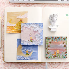 80 Sheets Painting Style Sticky Notes, Small Fresh Message Note Stickers