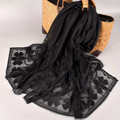 Flower Pattern Lace Scarf Shawl Wrap Head Wrap Daily Decoration Gift