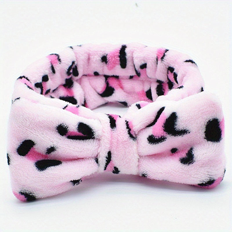 Soft Coral Fleece Bow Hair Band for Women