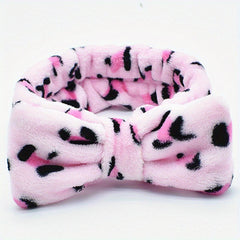 Soft Coral Fleece Bow Hair Band for Women