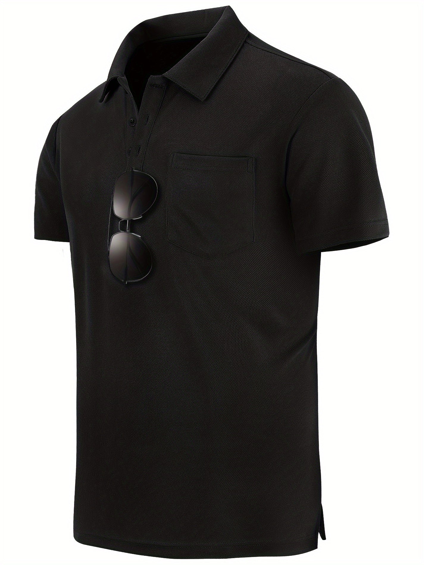 Men's Casual Solid Lapel 1 4 Button Short Sleeve Shirt