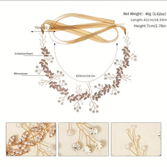 Rhinestone Leaf Hair Band Bridal Wedding Headwear