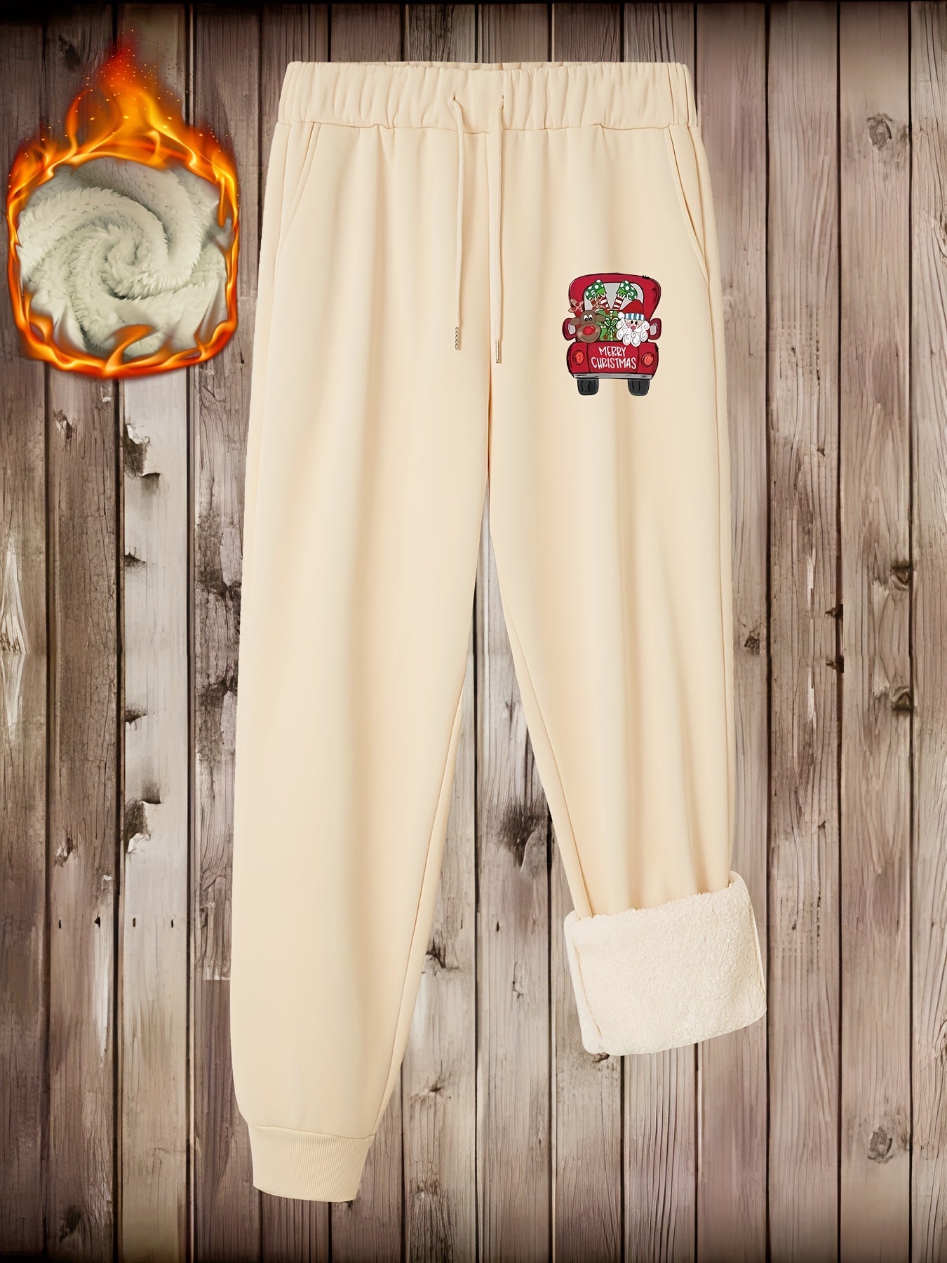  Christmas Casual Pants Women's Elastic Drawstring Trousers