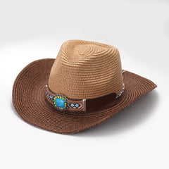 Boho Cowboy Hat Vintage Western Straw Hat