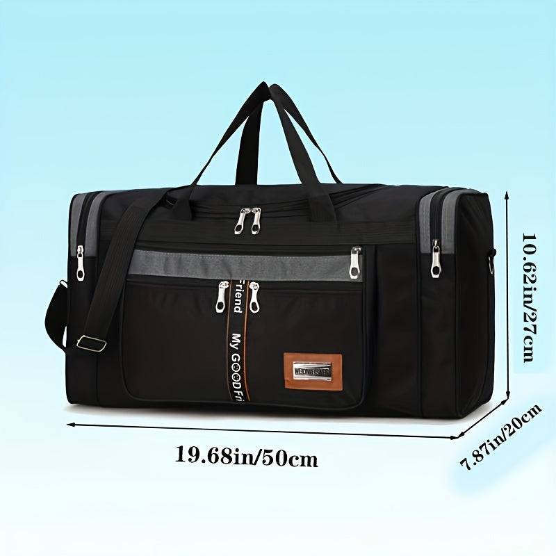 Large Capacity Weekender Tote Bag Nylon Lightweight Luggage Bag