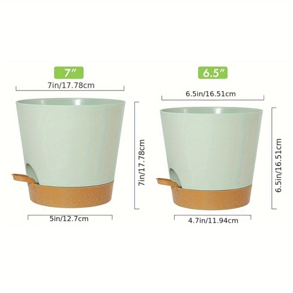 Green Self-Watering Plant Pots Plastic Planters Deep Reservoir