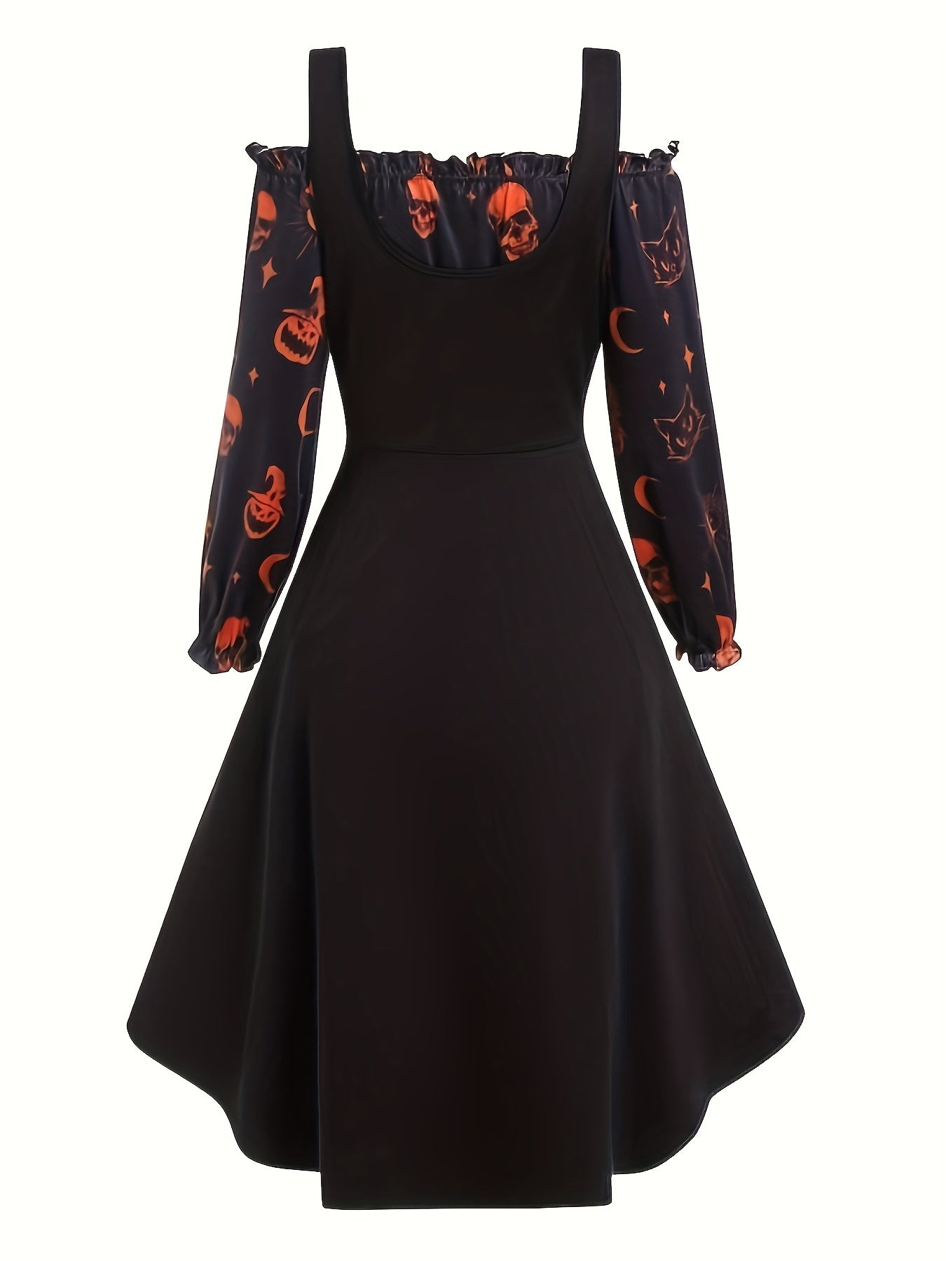  Goth Dress Women's Plus Colorblock Graphic Print Lace Up Dress