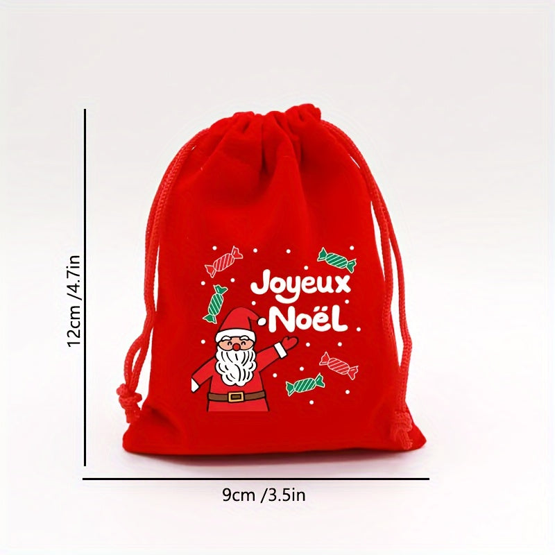 3pcs Christmas Drawstring Bags Christmas Gift Bags Random