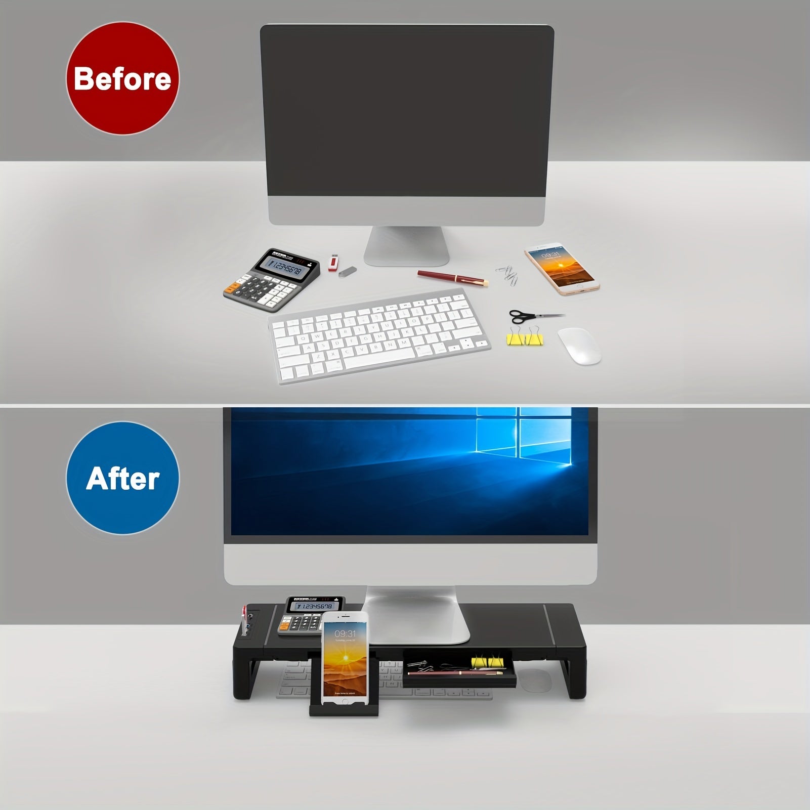 Monitor Stand Riser with Drawer and USB 3.0 Port