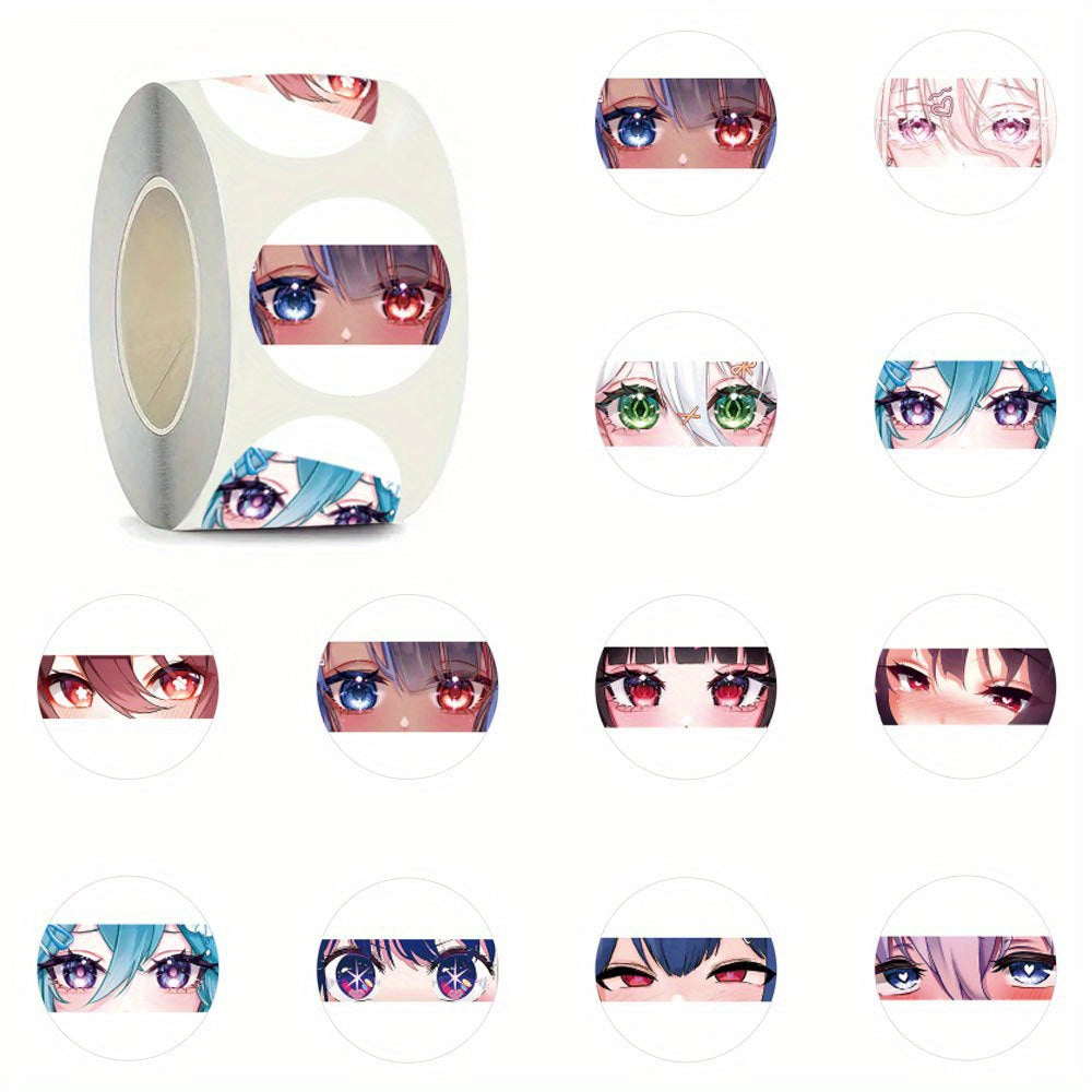 500pcs Pixiv Anime Eyes Stickers 2 Round Vibrant Mixed Colors