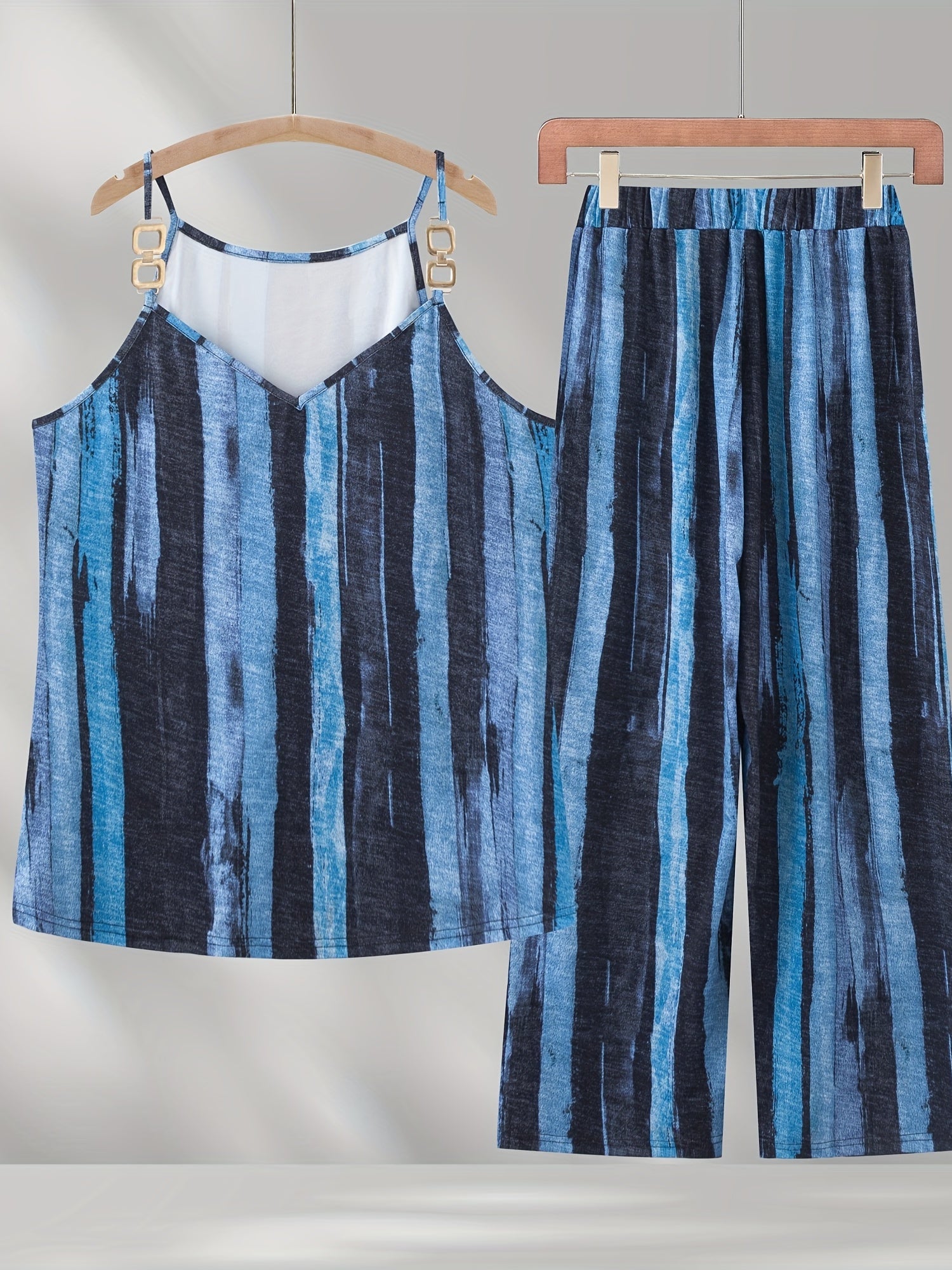  Tie Dye Stripe Print Cami Top & Pants Set