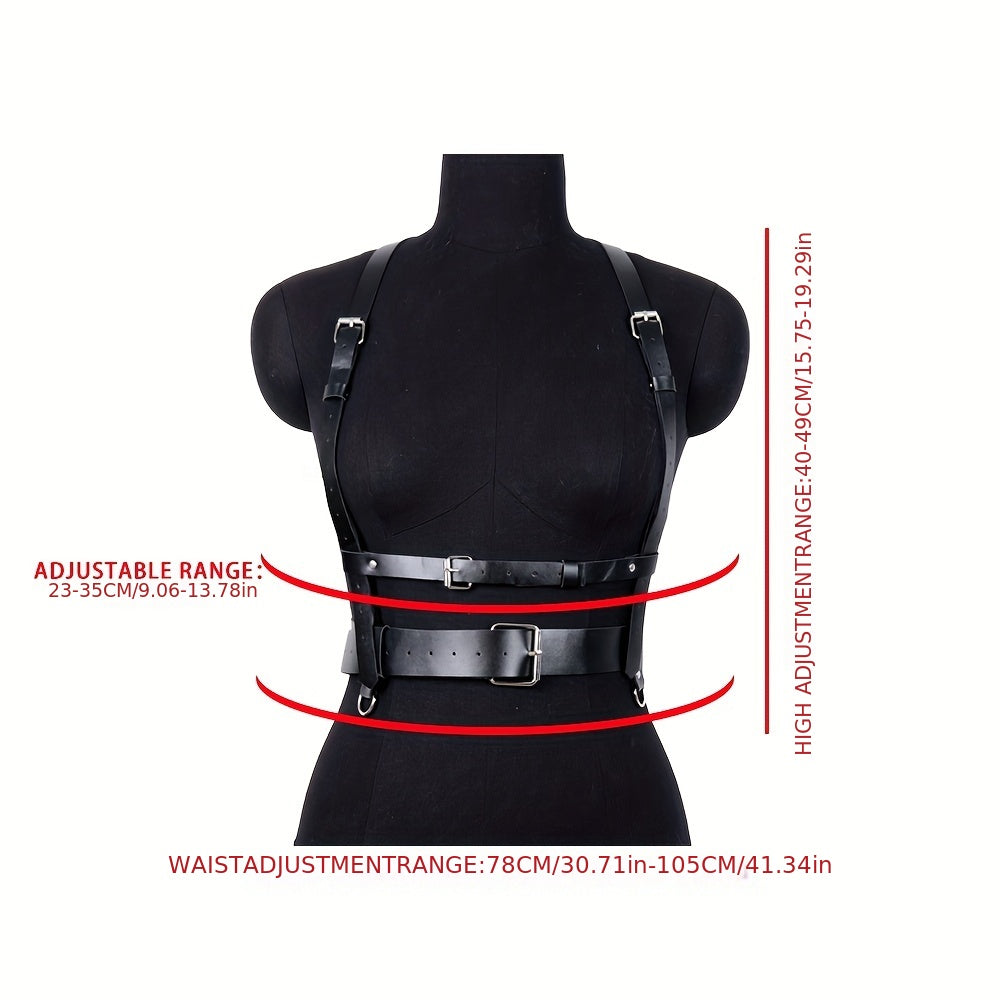 Wide PU Leather Corset Belt Body Harness For Women