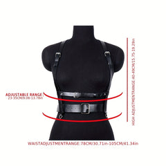Wide PU Leather Corset Belt Body Harness For Women